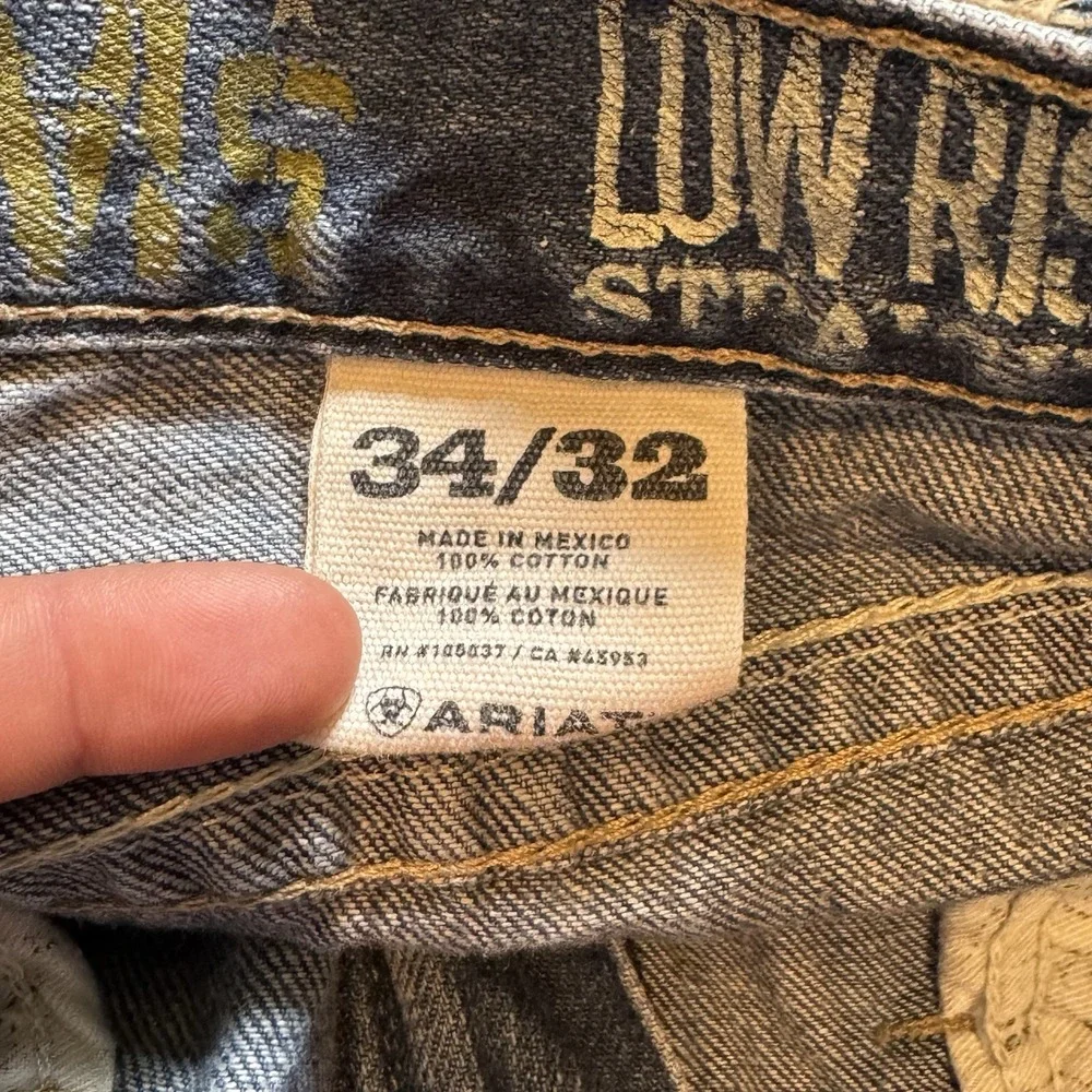 Ariat Jeans M5 Low Rise Straight Leg Fit Buffalo Nickle Men's 34x32 Whiskers Y2K